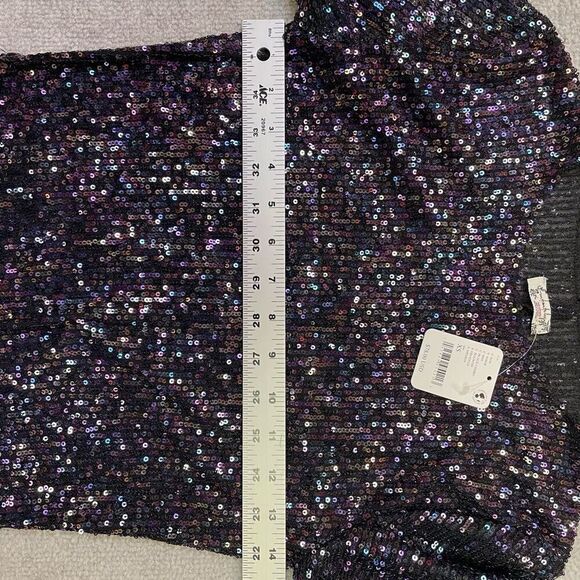 NWT Intimately Free People Womens Gold Rush Long Sleeve Sequin Top Black XS - Picture 6 of 8